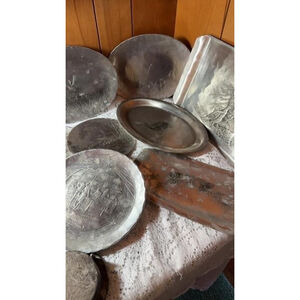 Vintage Silver Metal Plates Set of 10
